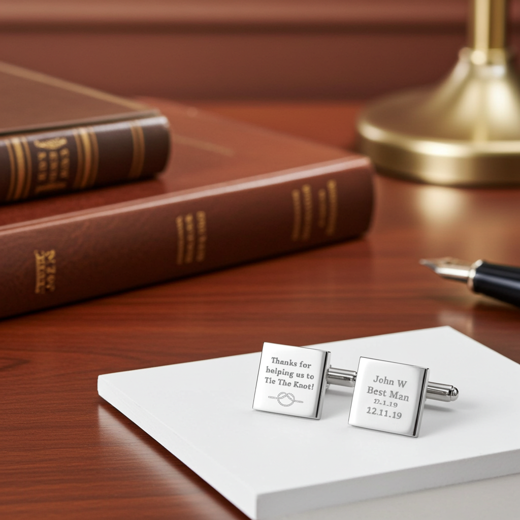 Personalised ‘Tie the Knot’ Cufflinks | Engraved Wedding Gift Box - Artfully Curated Creations and identify whats in the image