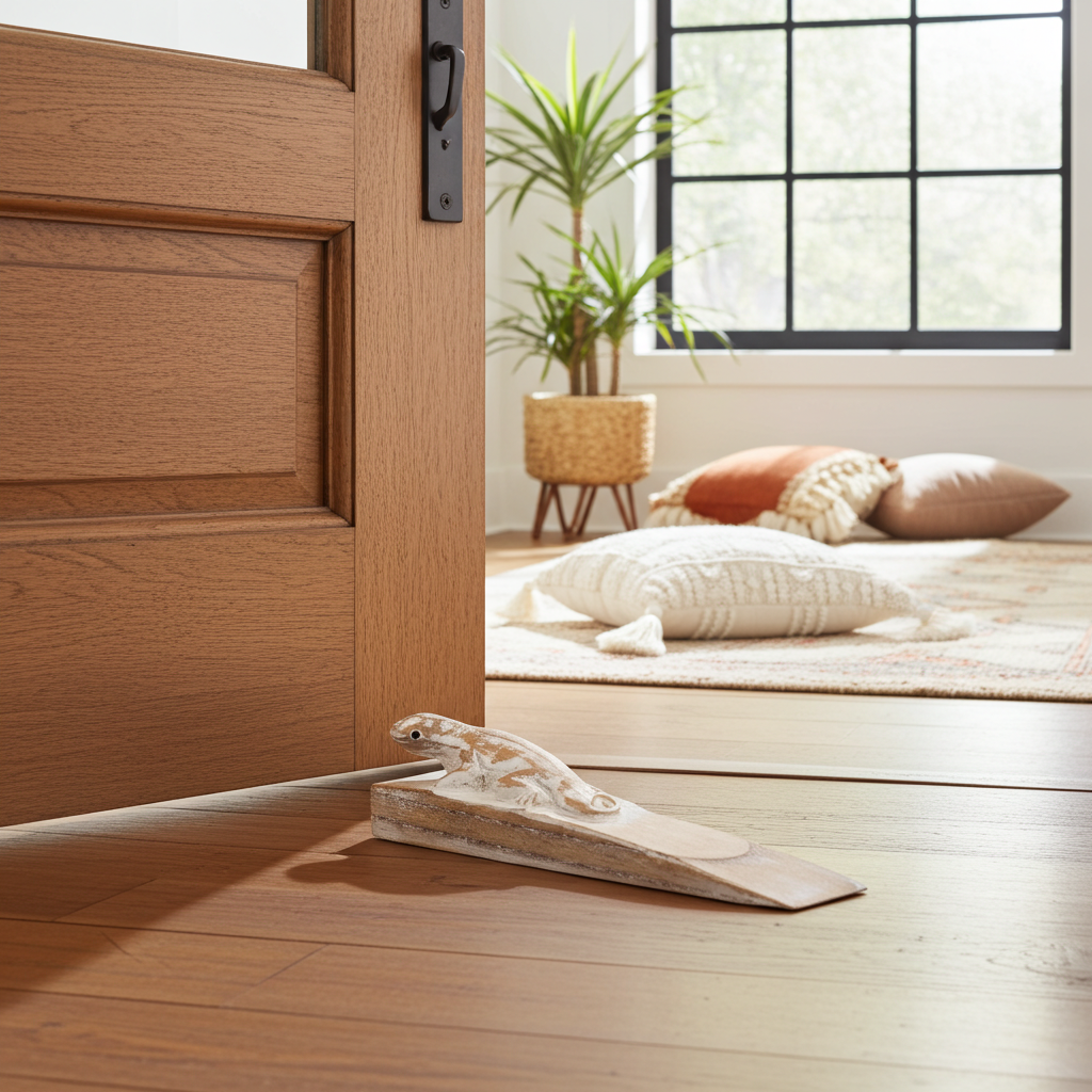 Hand Carved Doorstop - Gecko