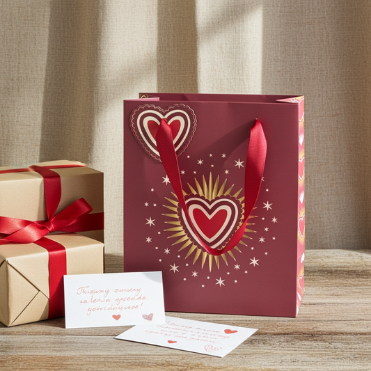 Sacred Heart Gift Bag | 23cm Paper Gift Bag for Valentine’s Day | Bold Red Heart Design | Love‑Themed Gift Packaging