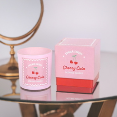 Sugar Sweet Cherry Cola Scented Candle Pink Jar with Gift Box Sweet Romantic Gift, Nostalgic Fragrance, 30-Hour Burn Time