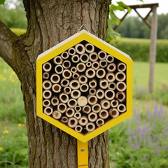 Wooden Bee Hotel Garden Insect House for Solitary Bees Eco Friendly Pollinator Habitat