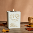Personalised 50th Anniversary Tealight Holder | Golden Anniversary Keepsake