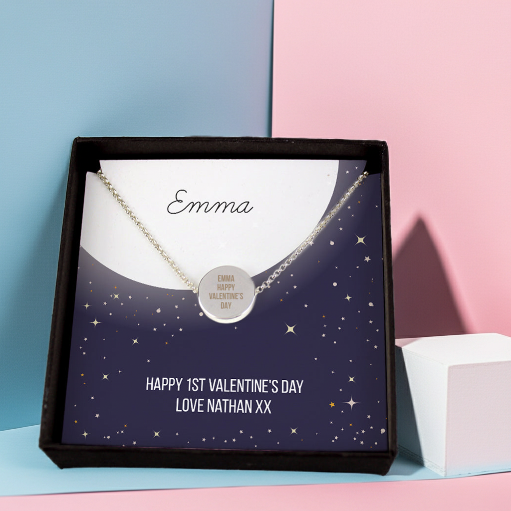 Personalised Silver Tone Necklace | Engraved Pendant & Keepsake Sentiment Card Gift Box - Artfully Curated Creations and identify whats in the image
