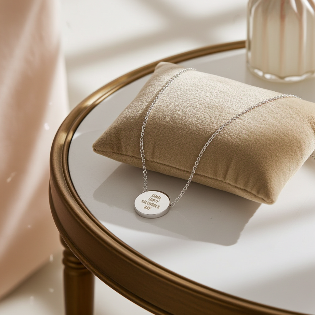 Personalised Silver Tone Necklace | Engraved Pendant & Keepsake Sentiment Card Gift Box