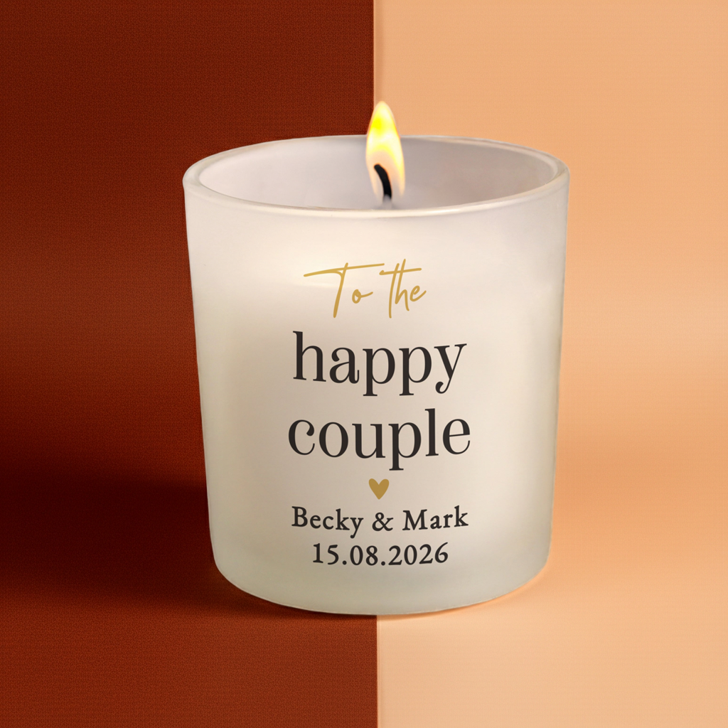 Personalised Black & Gold Frosted Candle | Custom Message Gift for Weddings & Anniversaries - Artfully Curated Creations and identify whats in the image