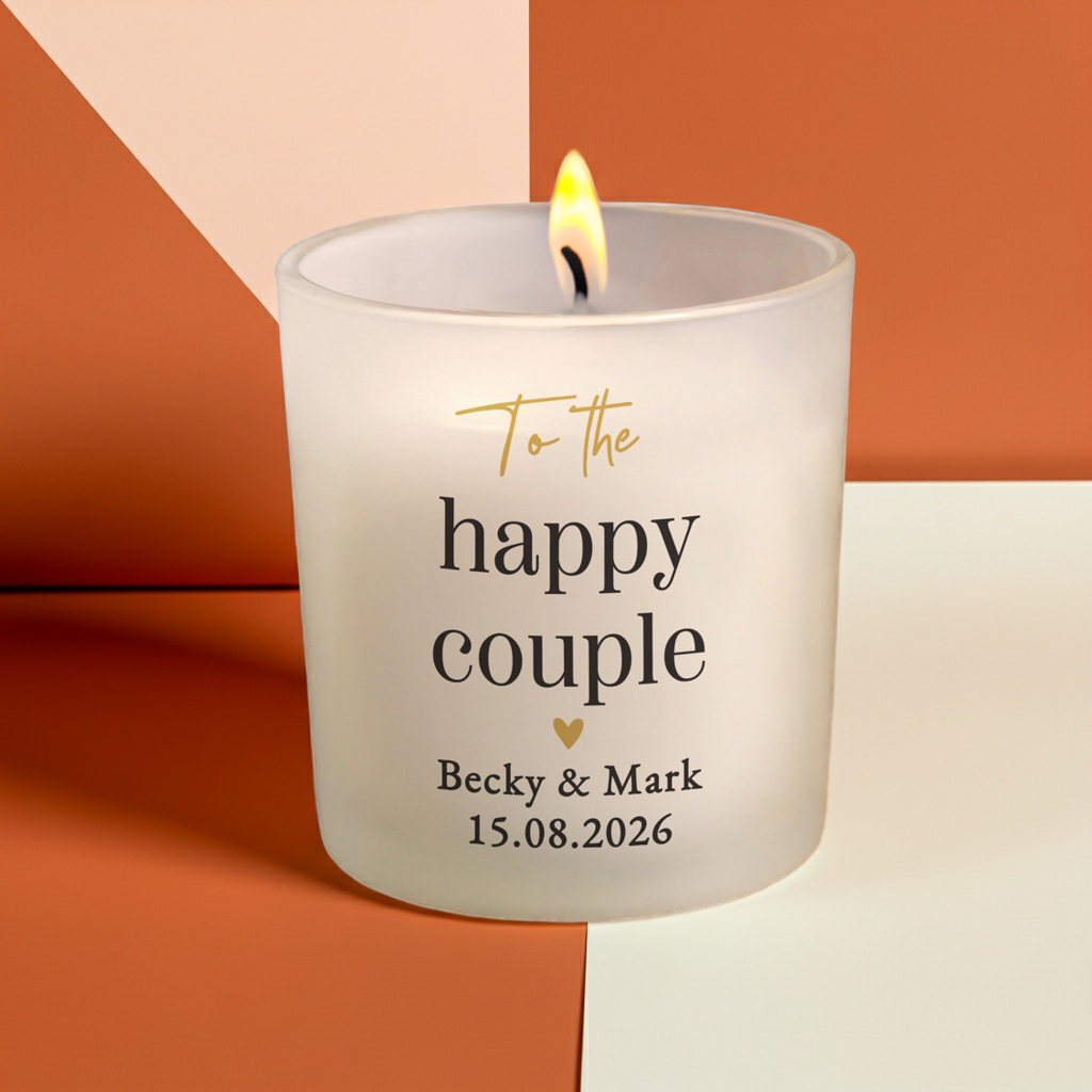 Personalised Black & Gold Frosted Candle | Custom Message Gift for Weddings & Anniversaries - Artfully Curated Creations and identify whats in the image