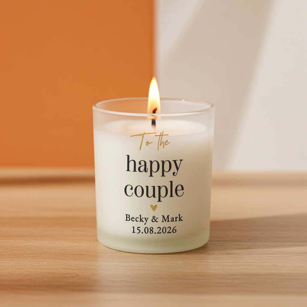 Personalised Black & Gold Frosted Candle | Custom Message Gift for Weddings & Anniversaries