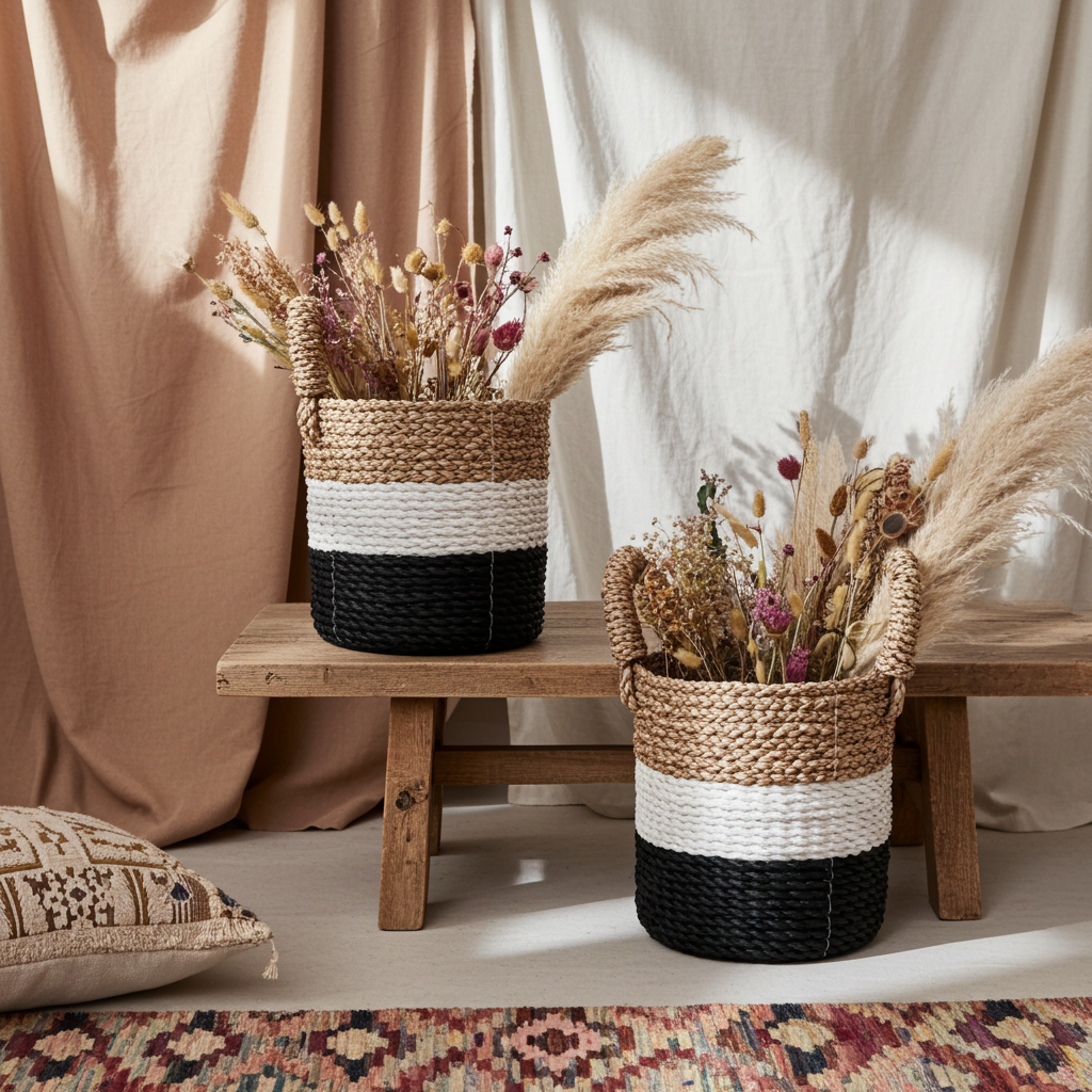Seagrass Set Of 3 Baskets - Artfully Curated Creations and identify whats in the image