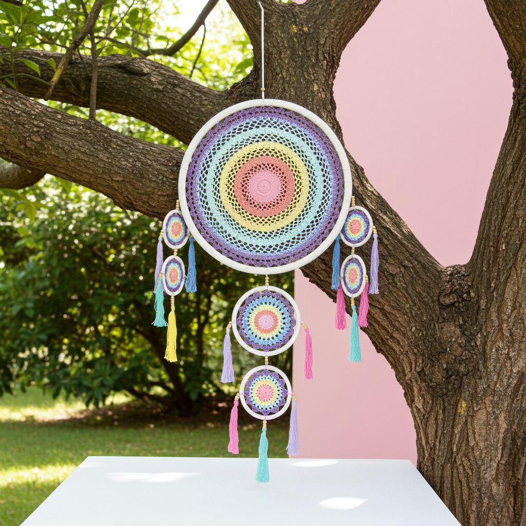 Large Pastel Rainbow Dream Catcher (55cm)