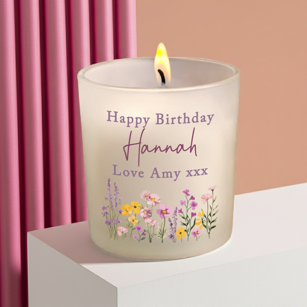 Personalised Wild Flower Jar Candle | Custom Message Gift for Any Occasion - Artfully Curated Creations and identify whats in the image