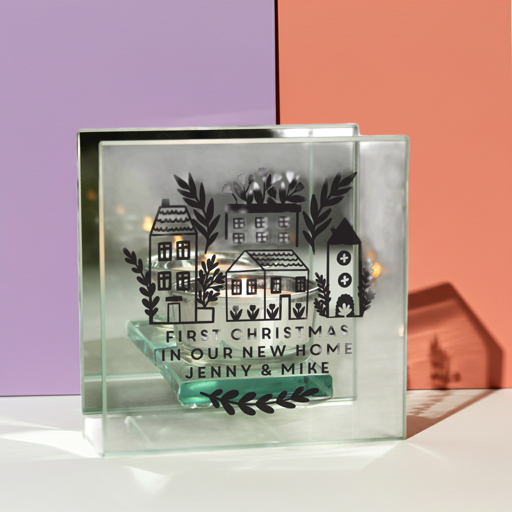 Personalised Mirrored Glass Tealight Holder | Custom Home Décor Gift - Artfully Curated Creations and identify whats in the image
