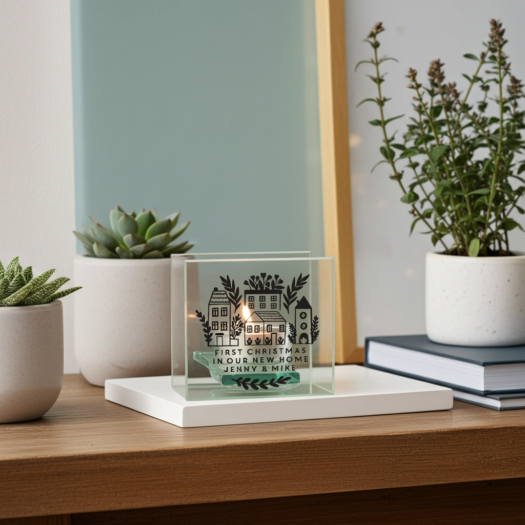 Personalised Mirrored Glass Tealight Holder | Custom Home Décor Gift - Artfully Curated Creations and identify whats in the image