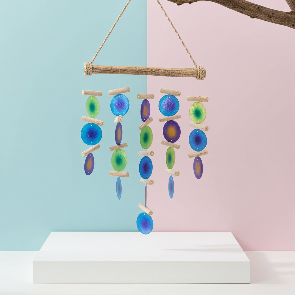 Green & Purple Driftwood Wind Chimes