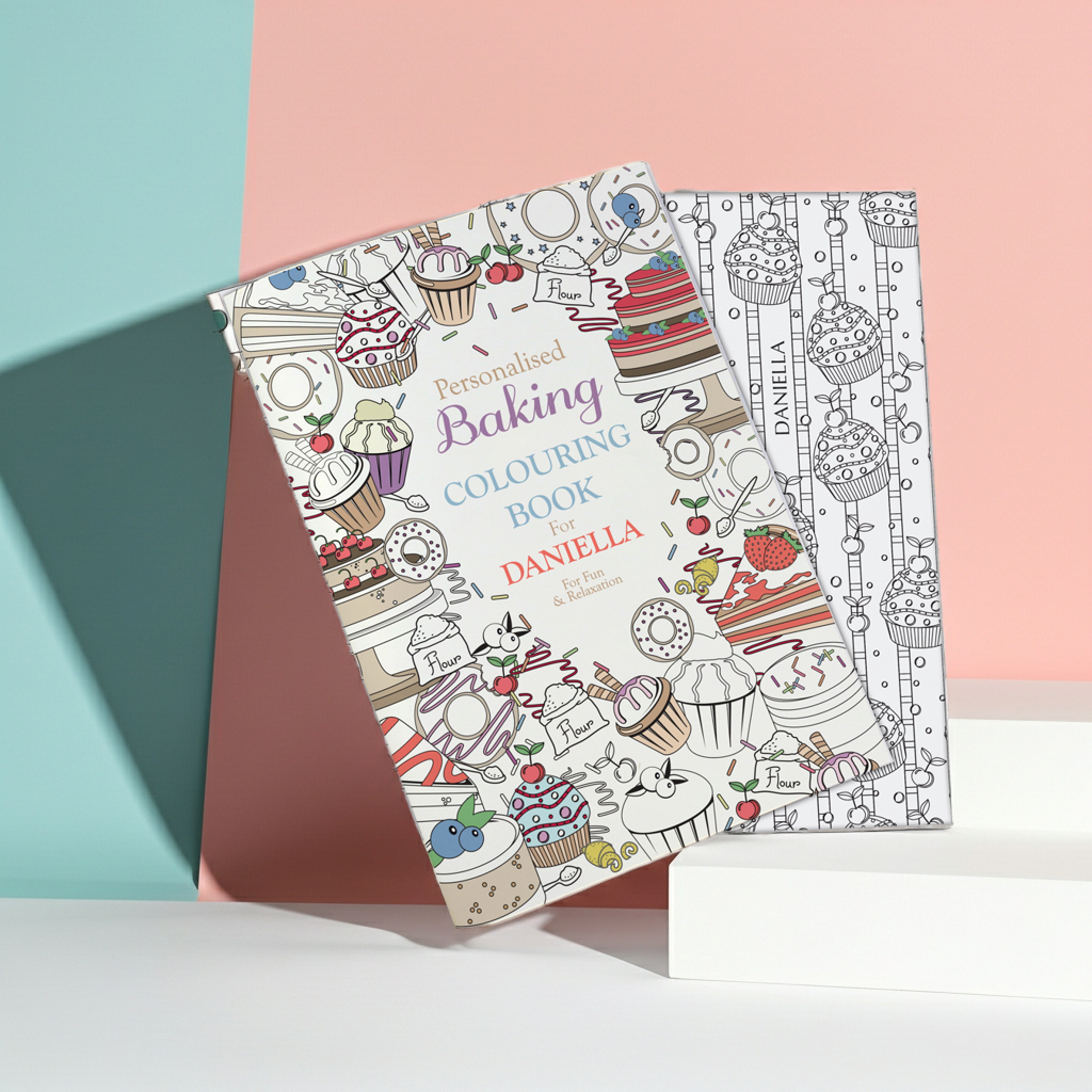 Personalised Baking Zen Colouring Book | Relaxing Mindful Meditation Gift for Adults | Fun Creative Gift for Baking Enthusiasts & Cake Lovers - Artfully Curated Creations and identify whats in the image