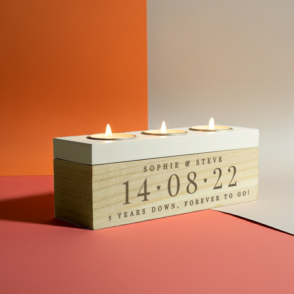 Personalised Triple Tealight Holder | A Beautiful Way to Commemorate a Special Date - Artfully Curated Creations and identify whats in the image