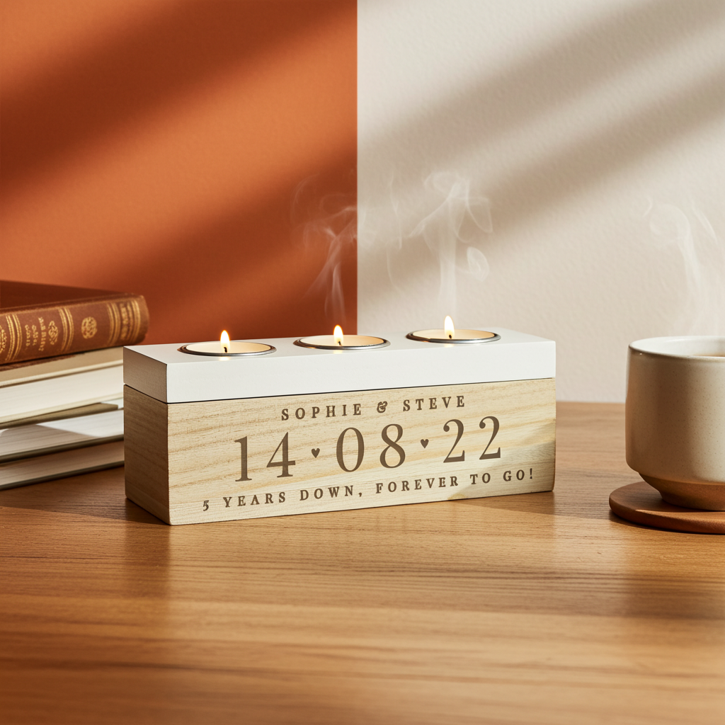 Personalised Triple Tealight Holder | A Beautiful Way to Commemorate a Special Date - Artfully Curated Creations and identify whats in the image