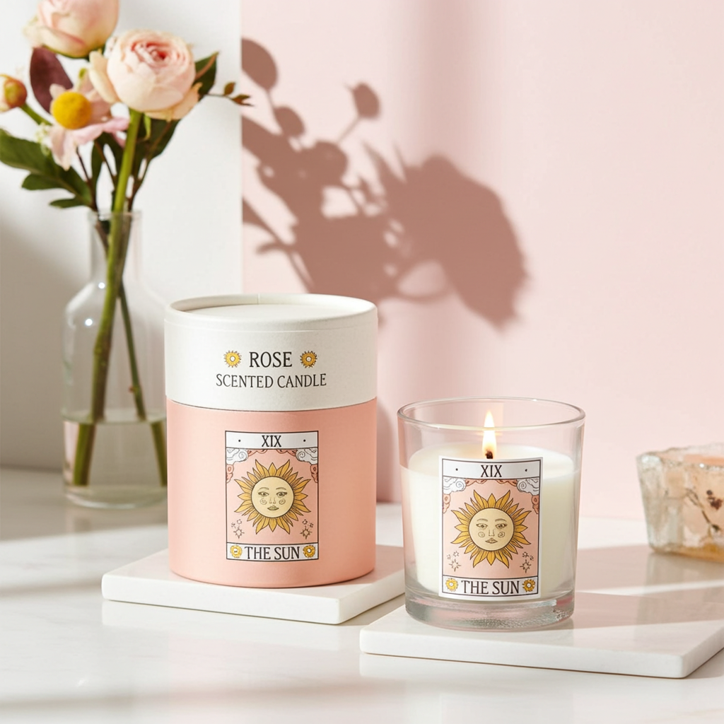 The Sun Vintage Tarot Rose Candle
