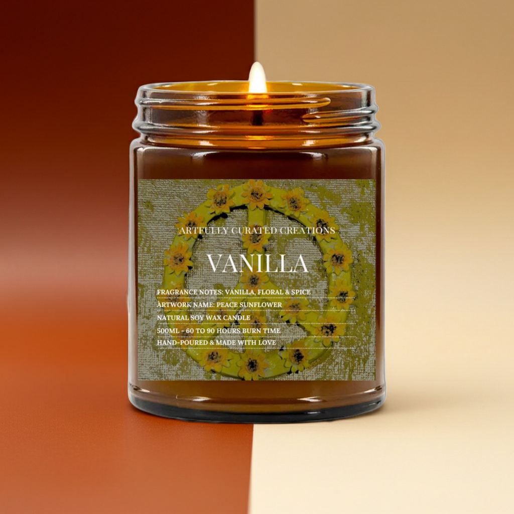 Art Candle Original Clay Artwork Scented Soy Wax in Amber Jar, Handmade Gift, Wedding Favor, Unique Home Décor Candle, Luxury Party Bag Gift - Artfully Curated Creations and identify whats in the image