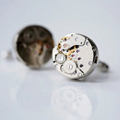 Personalised Engraved Gear Movement Cufflinks | Modern Font Engraved | A Personal Gift