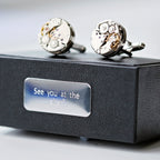 Personalised Engraved Gear Movement Cufflinks | Modern Font Engraved | A Personal Gift