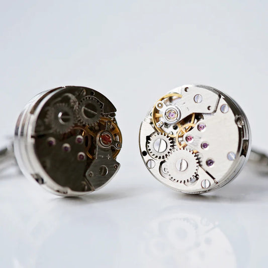 Personalised Engraved Gear Movement Cufflinks | Modern Font Engraved | A Personal Gift