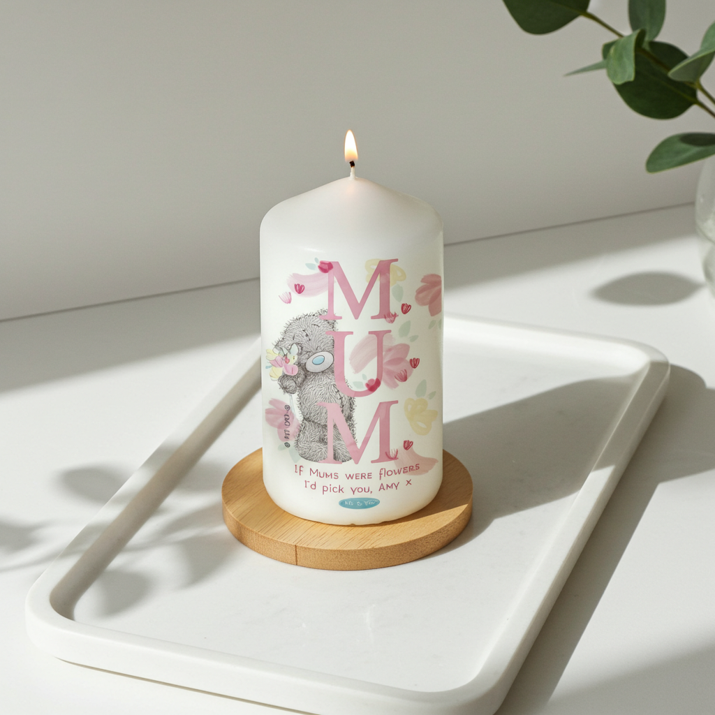 Me to You ‘MUM’ Personalised Pillar Candle | A Heartfelt Gift For Mum - Artfully Curated Creations and identify whats in the image