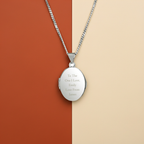 Personalised Sterling Silver Oval Locket | Engraved 5‑Line Message & Photo Keepsake Gift Box
