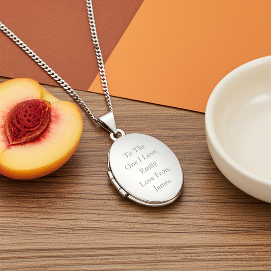 Personalised Sterling Silver Oval Locket | Engraved 5‑Line Message & Photo Keepsake Gift Box - Artfully Curated Creations and identify whats in the image