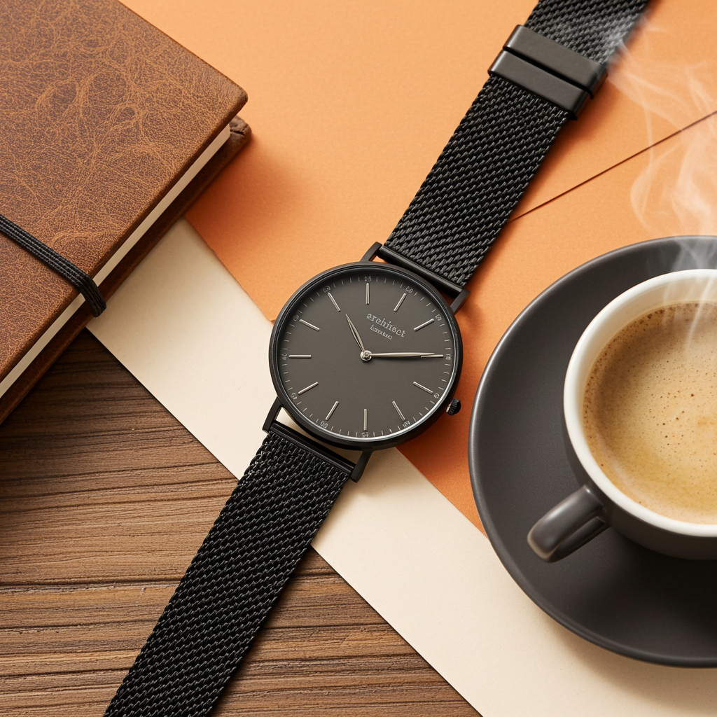 Personalised Men's Handcrafted Watch By Architect London | Modern Font Engraving | A Personal Gift
