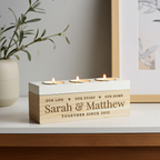Personalised Wooden Triple Tealight Holder | A Heartfelt Keepsake for Any Home
