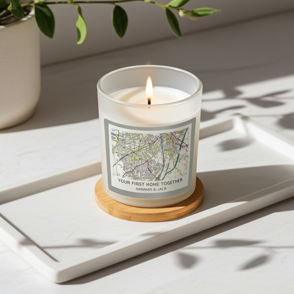 Personalised Present Day Map Vanilla Jar Candle | A Unique Gift for Any Home