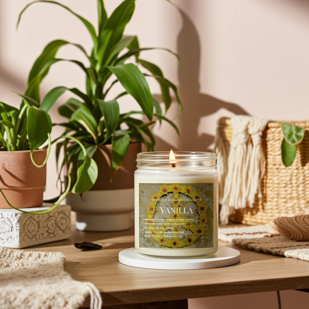 Art Soy Candle in Clear Glass Jar Handmade Scented Candle with Original Clay Artwork, Earthy Fragrance, wedding favour, Minimalist Home Décor