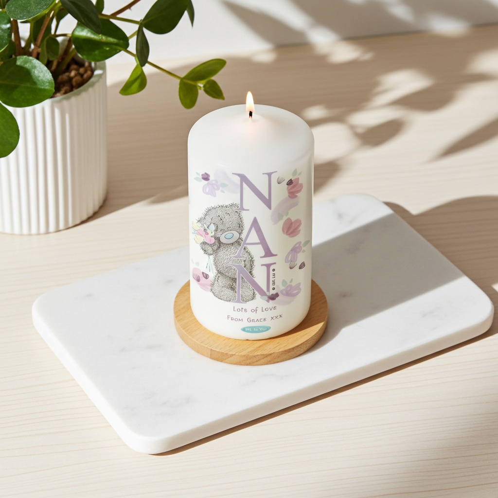 Me to You ‘NAN’ Personalised Pillar Candle |  A Heartfelt Gift For Nan - Artfully Curated Creations and identify whats in the image