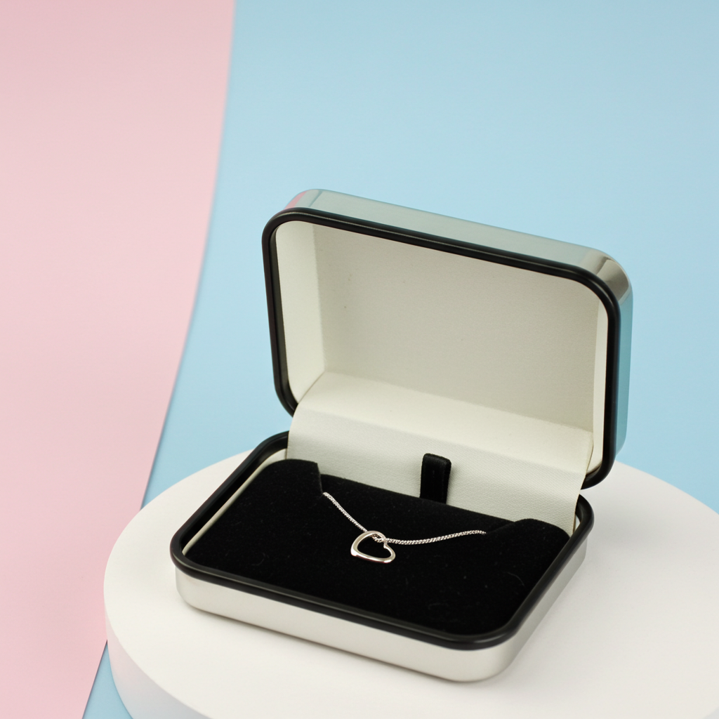 Personalised Sterling Silver Heart Necklace | Engraved Gift Box for Birthdays, Weddings & Mother’s Day - Artfully Curated Creations and identify whats in the image