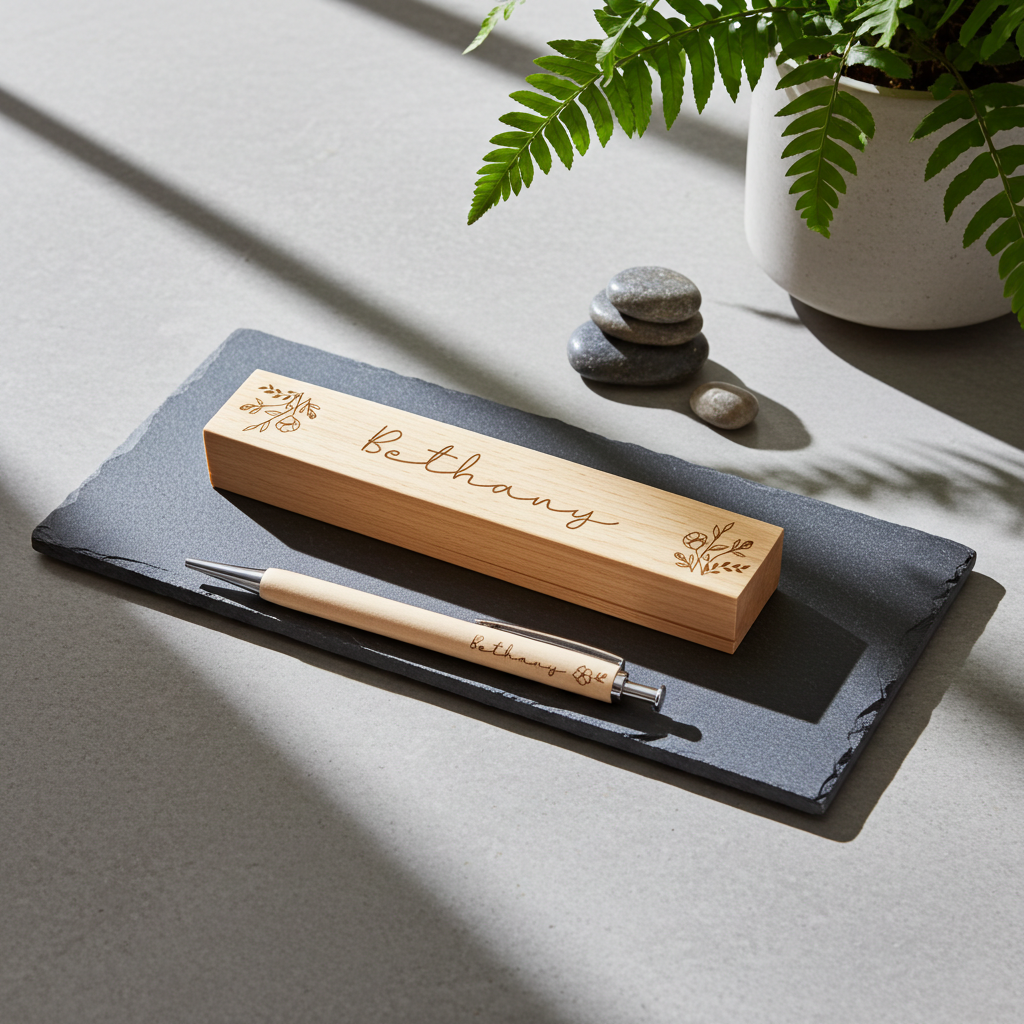 Personalised Floral Wooden Pen & Box Set | A Thoughtful Gift for Any Occasion - Artfully Curated Creations 