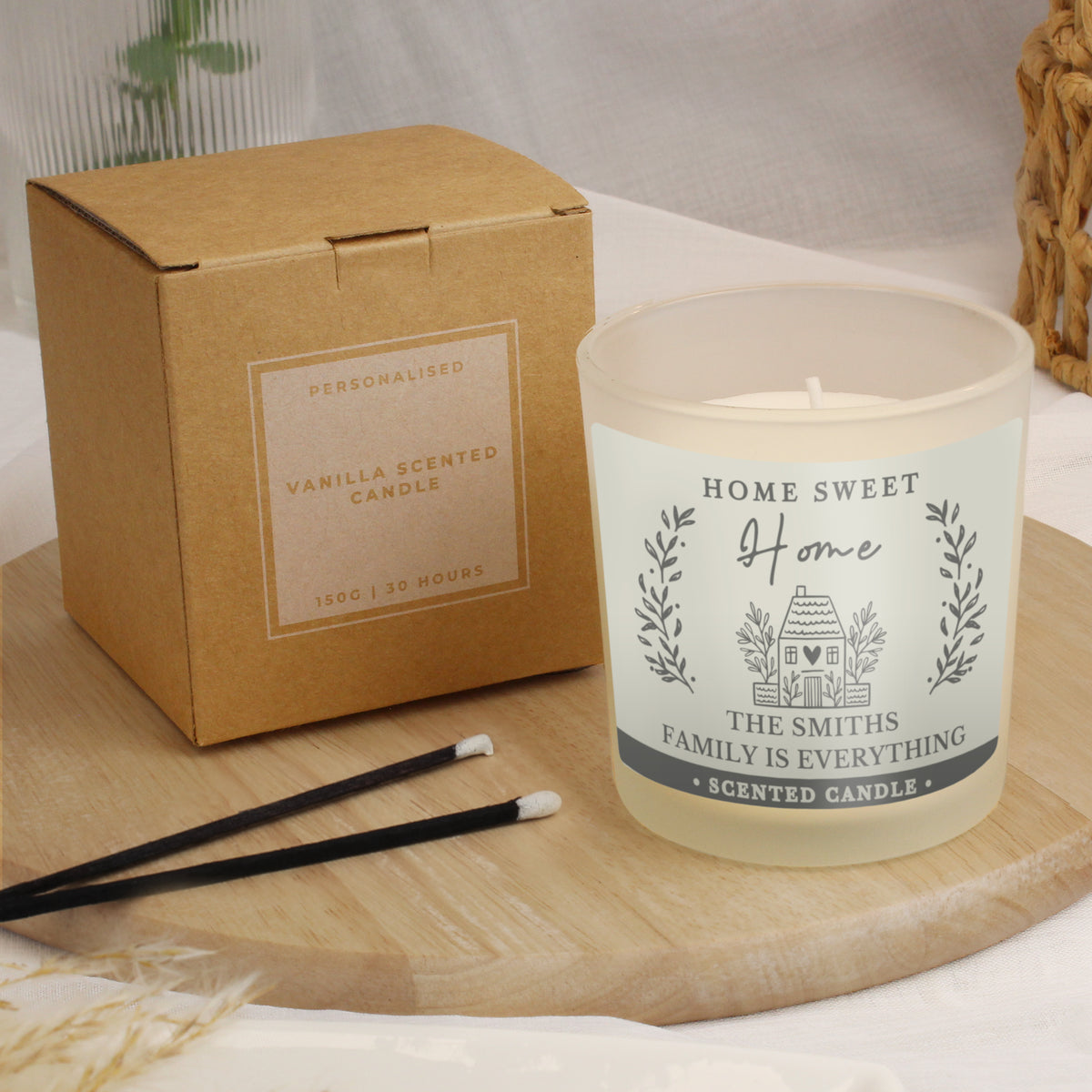 Personalised ‘Home Sweet Home’ Vanilla Jar Candle | A Lovely New Home Gift - Artfully Curated Creations and identify whats in the image