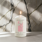 Personalised Birth Flower Pillar Candle | Handmade | A personal gift