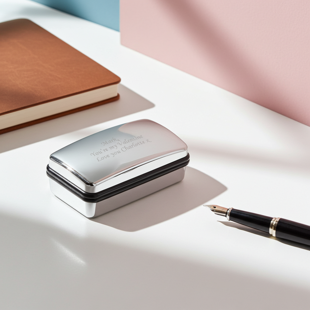 Personalised Silver Cufflink Box | Engraved Keepsake Gift for Weddings, Birthdays & Father’s Day - Artfully Curated Creations and identify whats in the image