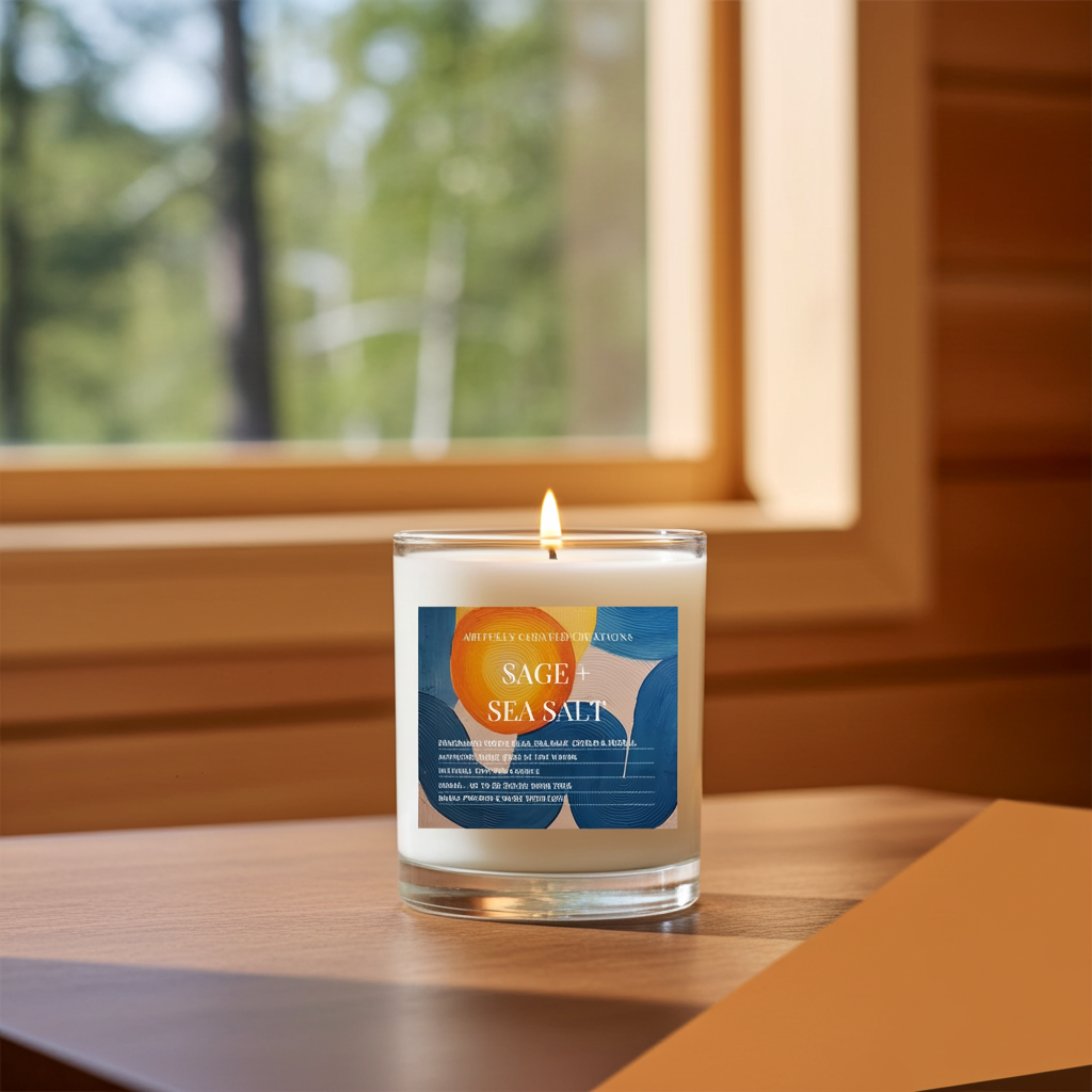 Art Candle Original Clay Artwork Scented Soy Wax in clear glass, Handmade Gift, Wedding Favour, Elegant Home Décor Candle, Luxury Party Bag