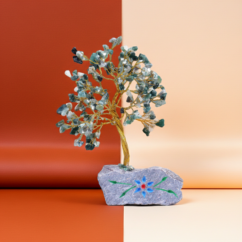 Moss Agate Indian Gemstone Tree