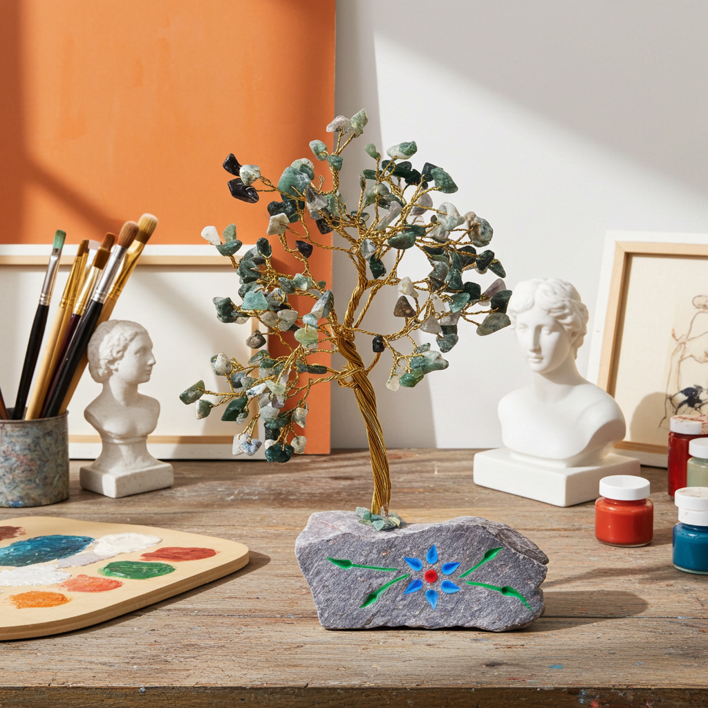 Moss Agate Indian Gemstone Tree