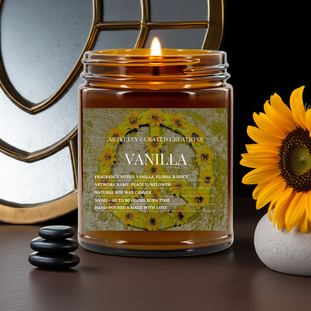 Art Candle Original Clay Artwork Scented Soy Wax in Amber Jar, Handmade Gift, Wedding Favor, Unique Home Décor Candle, Luxury Party Bag Gift - Artfully Curated Creations and identify whats in the image
