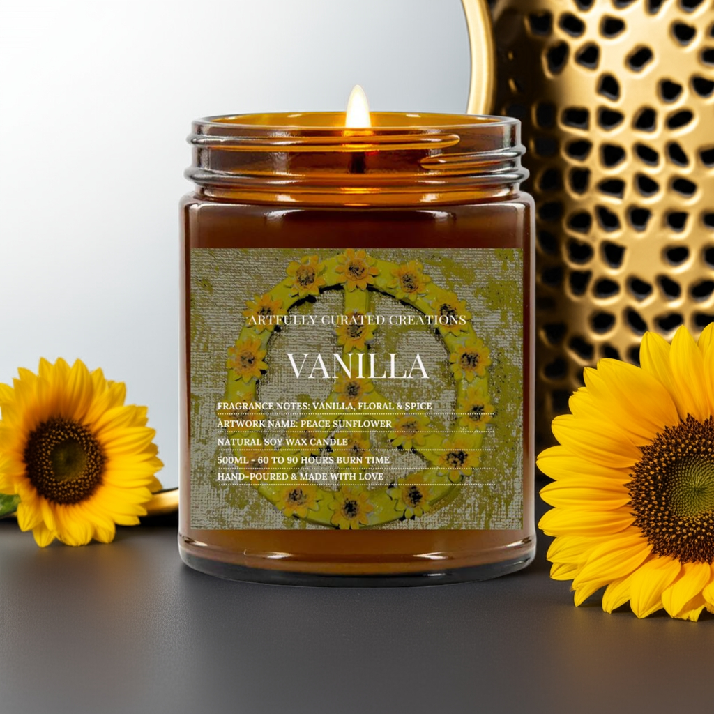 Art Candle Original Clay Artwork Scented Soy Wax in Amber Jar, Handmade Gift, Wedding Favor, Unique Home Décor Candle, Luxury Party Bag Gift