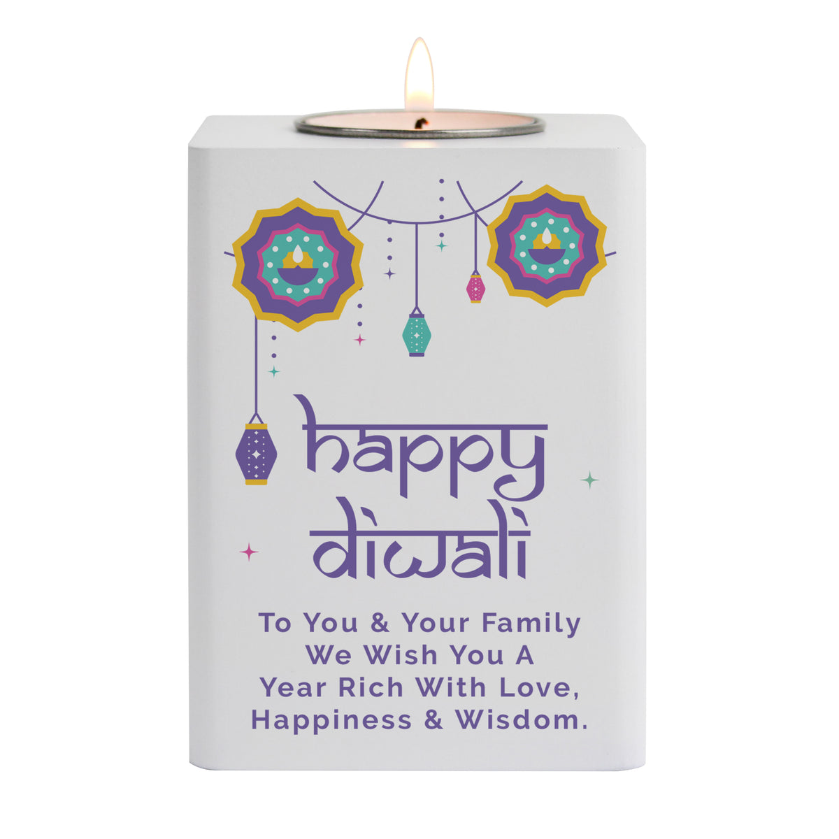 Personalised Wooden Tealight Holder | Diwali ‘Festival of Lights’ Gift - Artfully Curated Creations and identify whats in the image