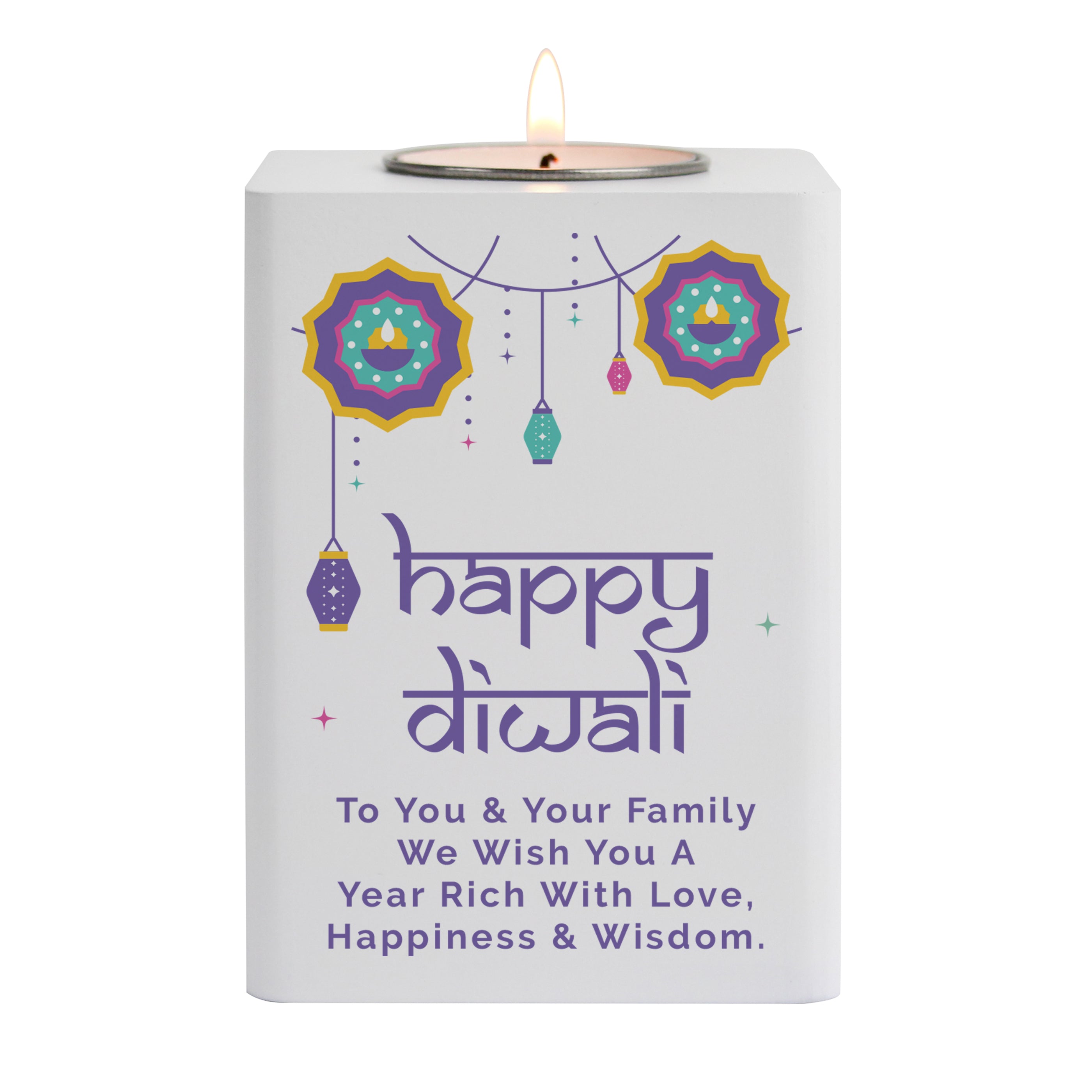 Personalised Wooden Tealight Holder | Diwali ‘Festival of Lights’ Gift