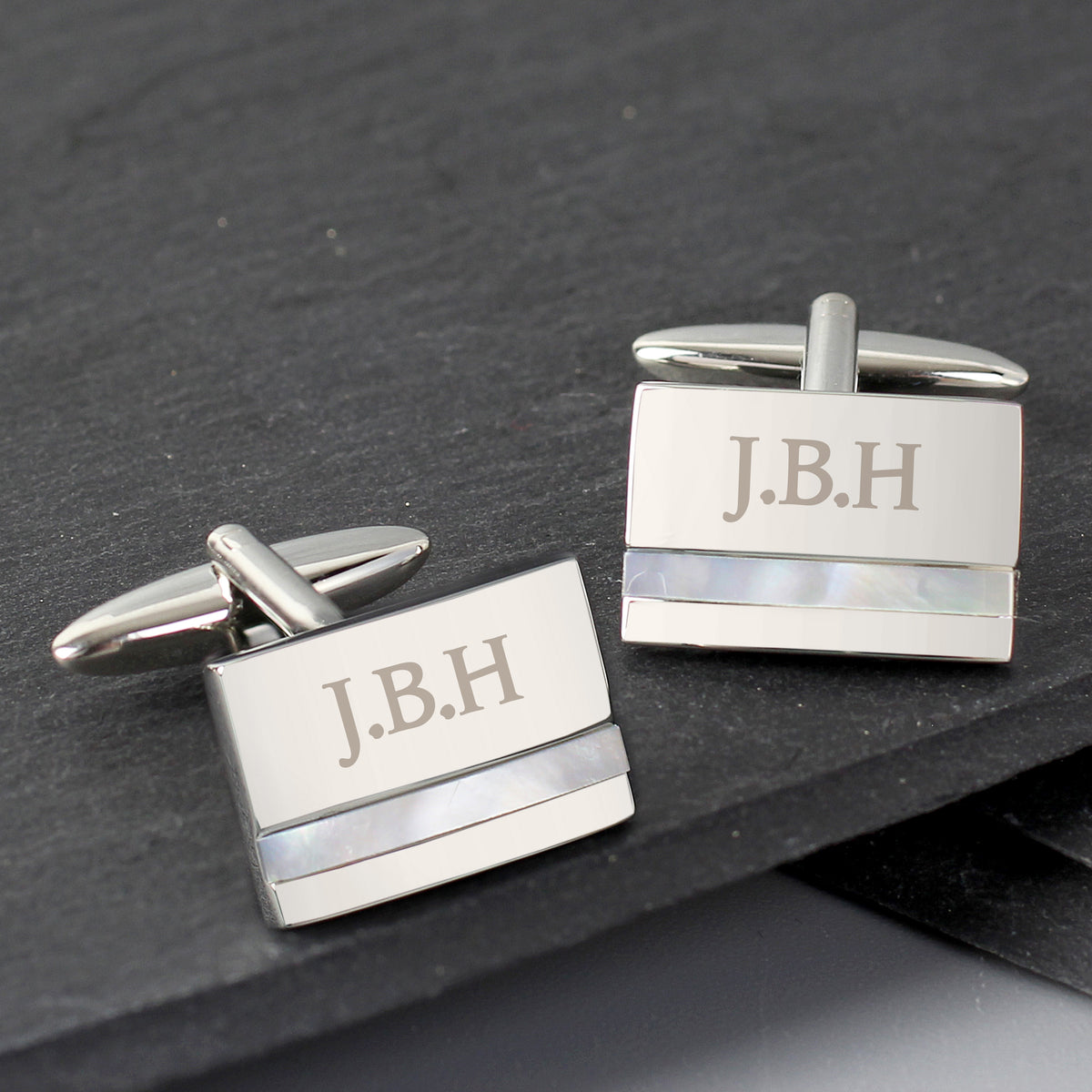 Personalised Mother of Pearl Initial Cufflink | Elegant Gift for Weddings, Birthdays & Father’s Day - Artfully Curated Creations and identify whats in the image