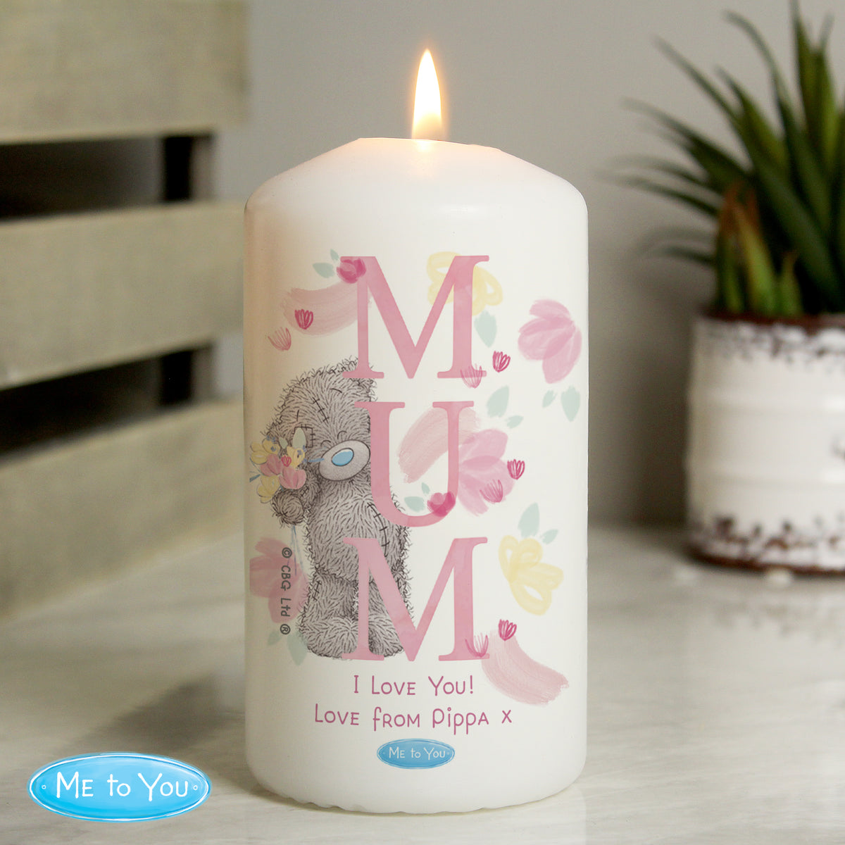 Me to You ‘MUM’ Personalised Pillar Candle | A Heartfelt Gift For Mum - Artfully Curated Creations and identify whats in the image