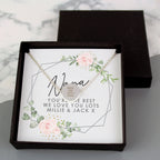Personalised Abstract Silver Tone Necklace | Engraved Pendant & Sentiment Card Gift Box