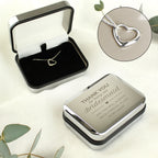 Personalised Bridesmaid Heart Necklace | Engraved Chrome Gift Box