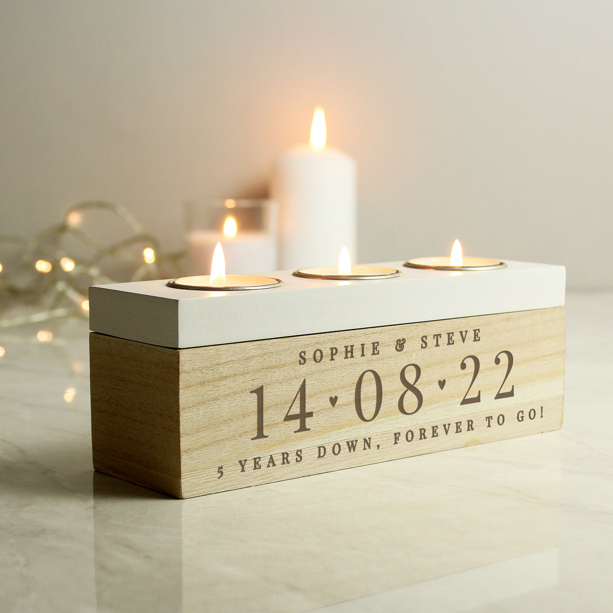 Personalised Triple Tealight Holder | A Beautiful Way to Commemorate a Special Date - Artfully Curated Creations and identify whats in the image